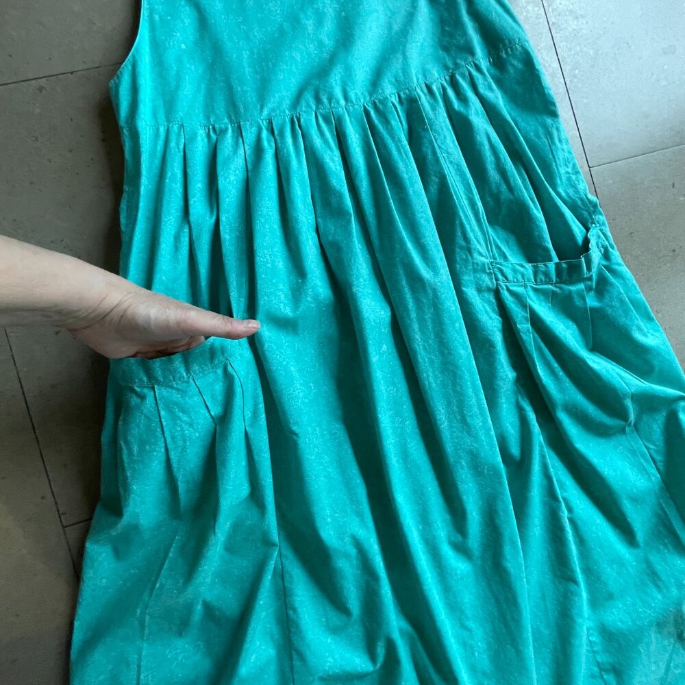 Rare Vintage 80s Laura Ashley Pinafore Empire Waist Cotton Dress-Sz.10 - Picture 5 of 13